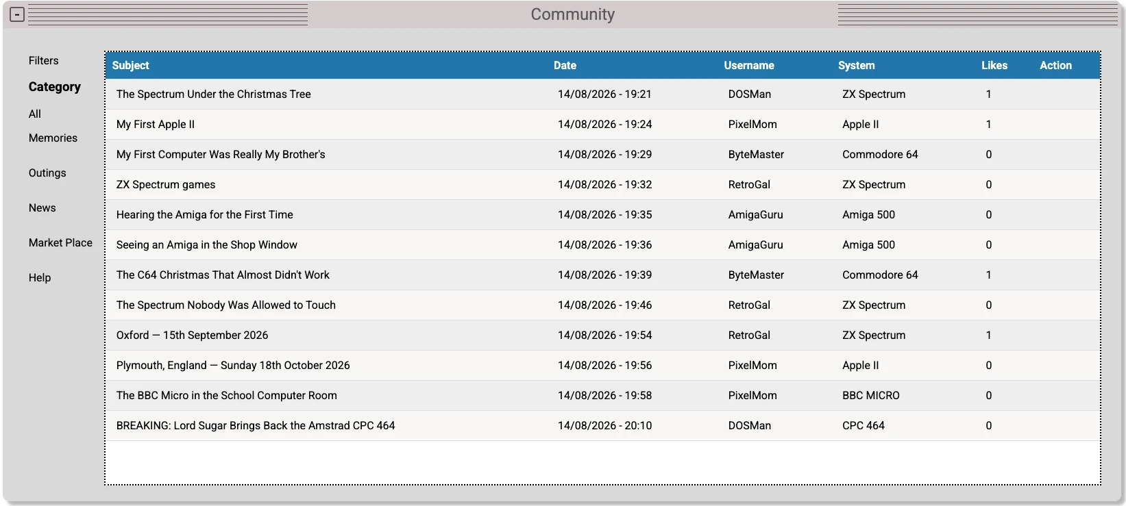 Liste des messages du forum Back to Byte