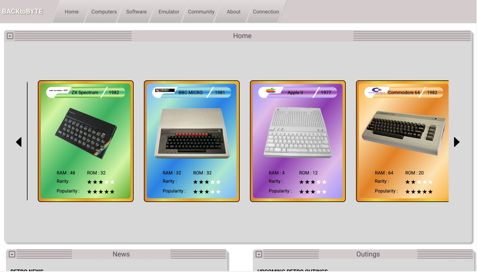 Page d'accueil de BacktoByte